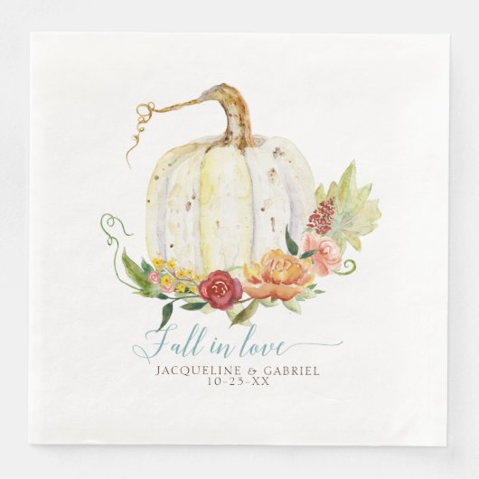 Einfache moderne Elegante Weiße Pumpkin Blüte Serviette (Vorderseite)