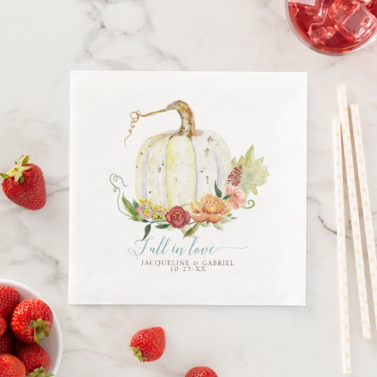 Einfache moderne Elegante Weiße Pumpkin Blüte Serviette (Beispiel)