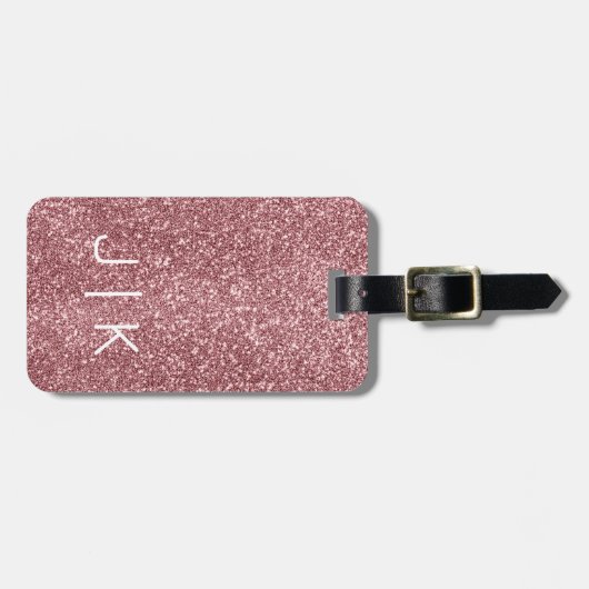 Einfache Moderne Eleganter Glitzer mit Monogramm N Gepäckanhänger (Vorderseite horizontal)