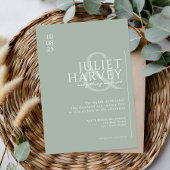 Einfache moderne Elegantsage Grüne Hochzeit Einladung