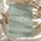 Einfache moderne Elegantsage Grüne Hochzeit Einladung