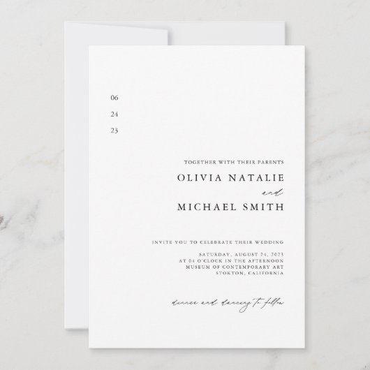 Einfache moderne Eleganz in einem QR-Code Hochzeit Einladung (Vorderseite)