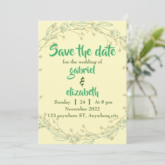 Einfache moderne Eleganz, Save the Date Hochzeit Einladung (Stehend Vorderseite)