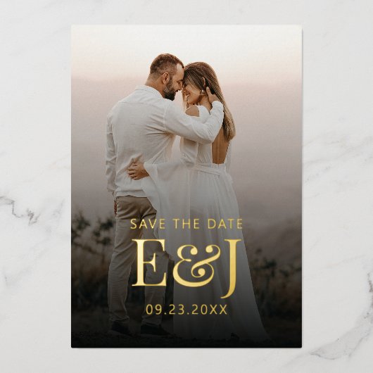 Einfache moderne Eleganz Save the Date Hochzeit Folieneinladung (Vorderseite)