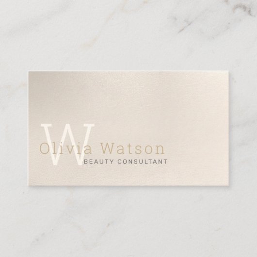 Einfache moderne Elfenbeinküste Mit Monogramm Beru Visitenkarte (Vorderseite)