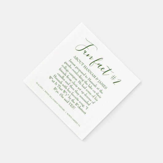 Einfache moderne Emerald Green Fun Fakt 2 Hochzeit Serviette (Ecke)