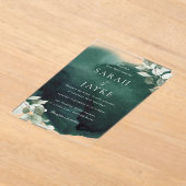 Einfache moderne Emerald Green Leaf Hochzeit Acryleinladungen (Ablage )