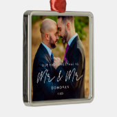 Einfache Moderne Erste Weihnachten als Mr. & Mr. F Ornament Aus Metall (Rechts)