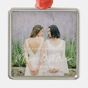 Einfache Moderne Erste Weihnachten als Mrs. & Mrs. Ornament Aus Metall