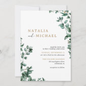 Einfache moderne Eukalyptus-Grüne | Lässige Hochze Einladung (Vorderseite)