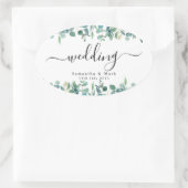 Einfache moderne Eukalyptus-Hochzeit Ovaler Aufkleber (Tasche)