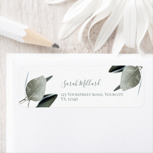 Einfache moderne Eukalyptus-Rücksendeadresse (Insitu)