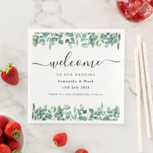 Einfache moderne Eukalyptus Wedding Napkin Serviette