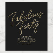 Einfache moderne Fabulous vierzig Personalisierten Weinetikett (Einzelnes Label)