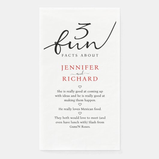 Einfache moderne Fakten über Braut und Groom Fun Serviette (Vorderseite)