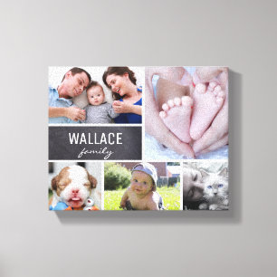 Einfache moderne Familienfotocollage Leinwanddruck