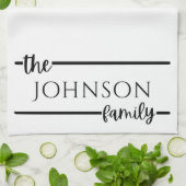 Einfache moderne Familienname Monogram Küchentuch (Gefaltet)