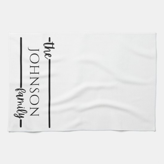 Einfache moderne Familienname Monogram Küchentuch (Horizontal)