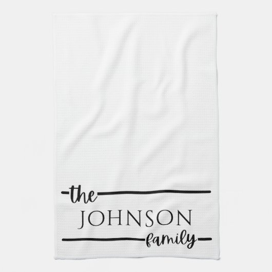 Einfache moderne Familienname Monogram Küchentuch (Vertikal)