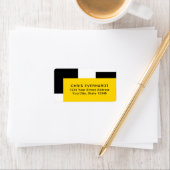 Einfache, moderne Farbblöcke Gelb, Weiß und Schwar Adressaufkleber (Insitu)