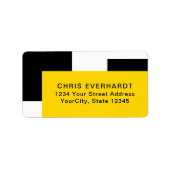 Einfache, moderne Farbblöcke Gelb, Weiß und Schwar Adressaufkleber (Vorne)