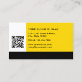 Einfache, moderne Farbblöcke Gelb, Weiß und Schwar Visitenkarte (Rückseite)