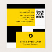 Einfache, moderne Farbblöcke Gelb, Weiß und Schwar Visitenkarten (Außenseite Aufgefaltet)