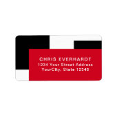 Einfache, moderne Farbblöcke rot, weiß und schwarz Adressaufkleber (Vorne)