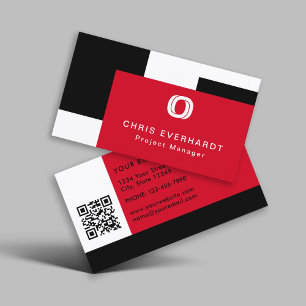 Einfache, moderne Farbblöcke rot, weiß und schwarz Visitenkarte