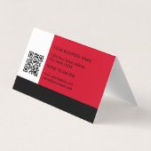 Einfache, moderne Farbblöcke rot, weiß und schwarz Visitenkarten (Rückseite)