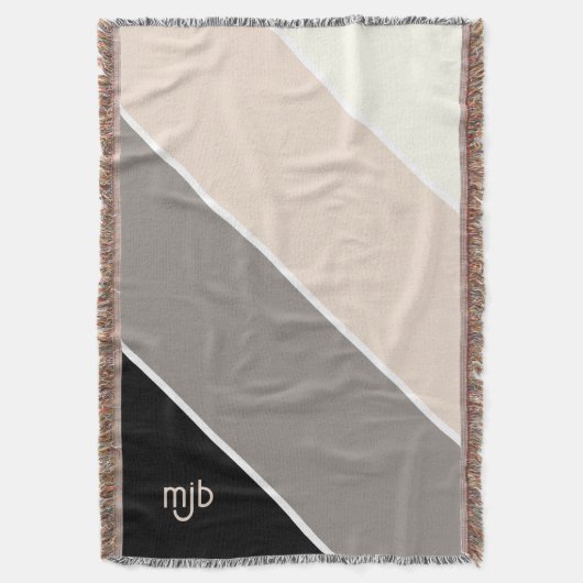 Einfache moderne Farbblockstreifen mit Monogramm Decke (Vorderseite Vertikal)