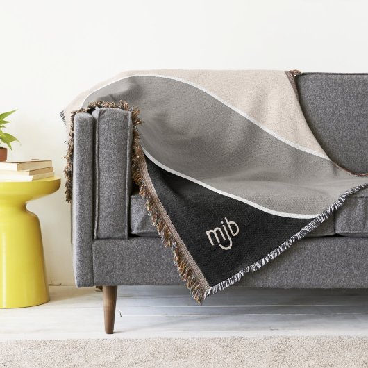 Einfache moderne Farbblockstreifen mit Monogramm Decke