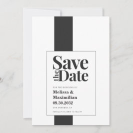Einfache moderne, fett schwarz-weiß minimale Hochz Save The Date