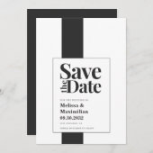 Einfache moderne, fett schwarz-weiß minimale Hochz Save The Date (Vorne/Hinten)