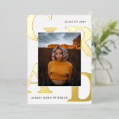 Einfache moderne, fette Briefe Foto Abschluss Foil Folieneinladung (Stehend vorne)