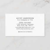 Einfache moderne Firmenlogos in Weiß Visitenkarte (Rückseite)