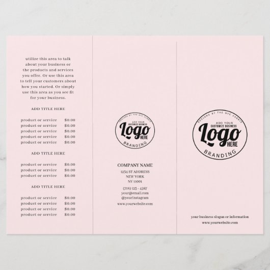 Einfache moderne Firmenlogos Pink-Trifold-Broschür (Vorderseite)