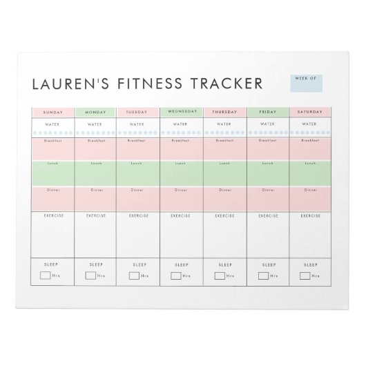 Einfache moderne Fitness Tracker Notizblock (Vorderseite)