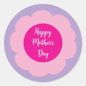 Einfache, moderne, florale Rosa Daisy Happy Mother Runder Aufkleber (Vorderseite)