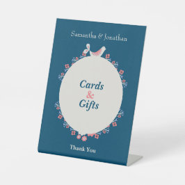 Einfache moderne Folk Style Blue Wedding Sockelschild