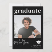 Einfache moderne Foto Abschluss Schwarz Ankündigung (Vorderseite)