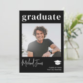 Einfache moderne Foto Abschluss Schwarz Ankündigung (Stehend Vorderseite)