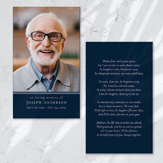 Einfache moderne Foto Beerdigungskarte