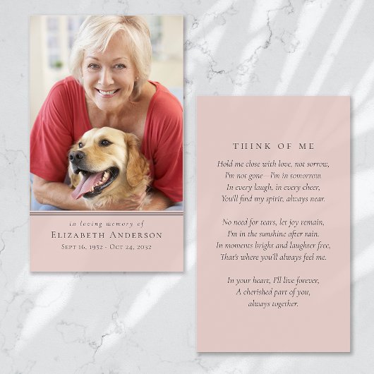 Einfache moderne Foto Beerdigungskarte