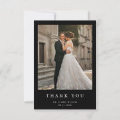 Einfache moderne Foto Black Wedding Dankeskarte (Vorderseite)