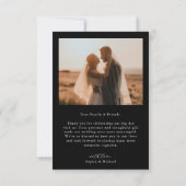 Einfache moderne Foto Black Wedding Dankeskarte (Rückseite)