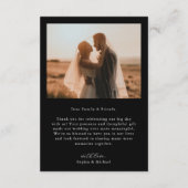Einfache moderne Foto Black Wedding Dankeskarte (Rückseite)