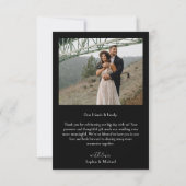 Einfache moderne Foto Black Wedding Dankeskarte (Rückseite)