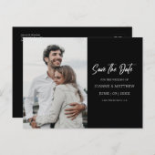 Einfache, moderne Foto Black Wedding rettet das Da Postkarte (Vorne/Hinten)