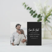 Einfache, moderne Foto Black Wedding rettet das Da Postkarte (Stehend Vorderseite)